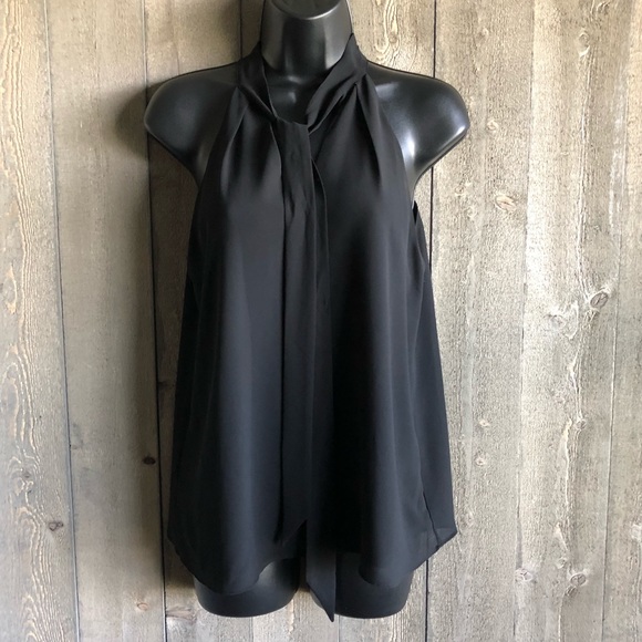 Naked Zebra Tops - Naked Zebra Chiffon Sleeveless V-Neck  Blouse Ties